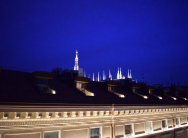 Himmel, draußen, Nacht, Gebäude, Stadt, Dach, Licht