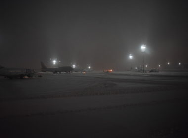 draußen, Himmel, Platane Flugzeug Hobel, Flugzeug, Nebel, Nacht, Flughafen, Gelände, Winter, Licht, Luftfahrt