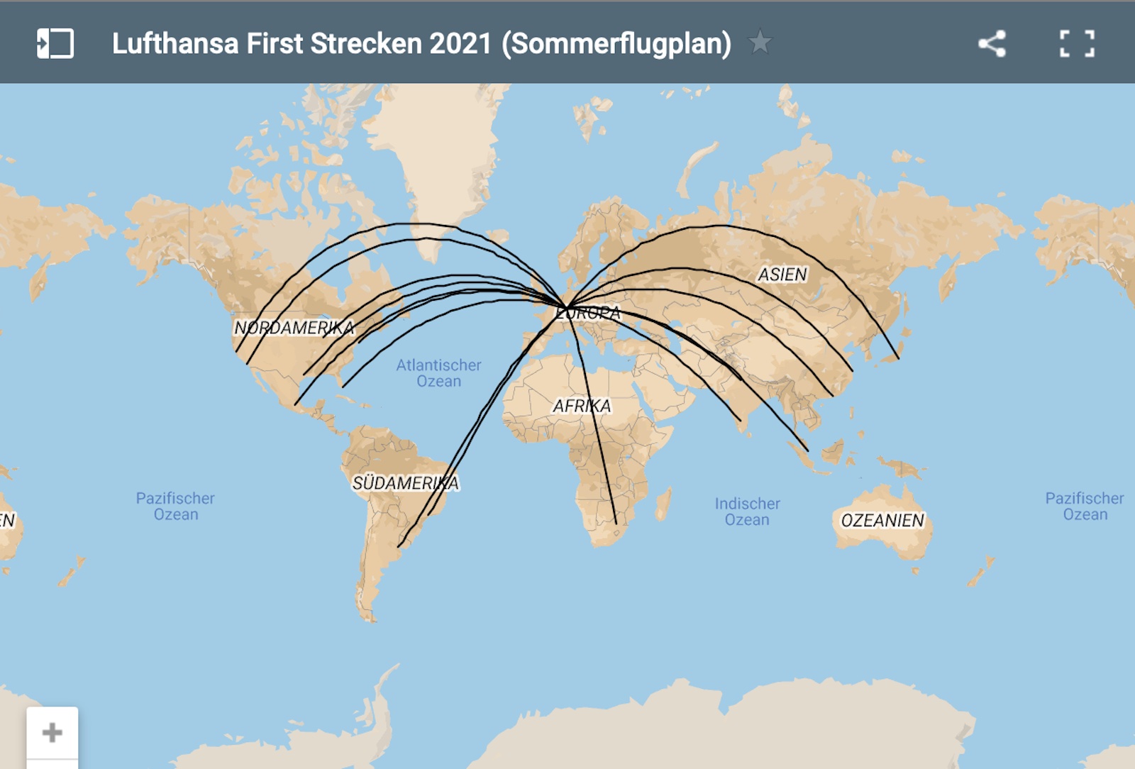 KARTE Alle Lufthansa First Strecken im Winterflugplan 2022/2023 You