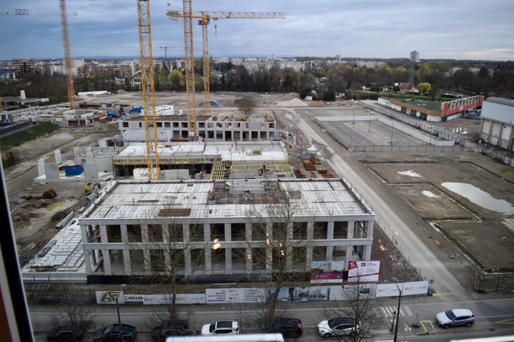 Himmel, Wolke, draußen, Gebäude, Fahrzeug, Auto, Stadt, Baustelle, Bahn