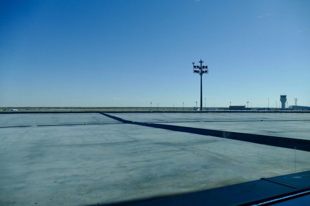 Himmel, draußen, Gelände, Flughafen, Reihe, Platane Flugzeug Hobel, Leer, Winter