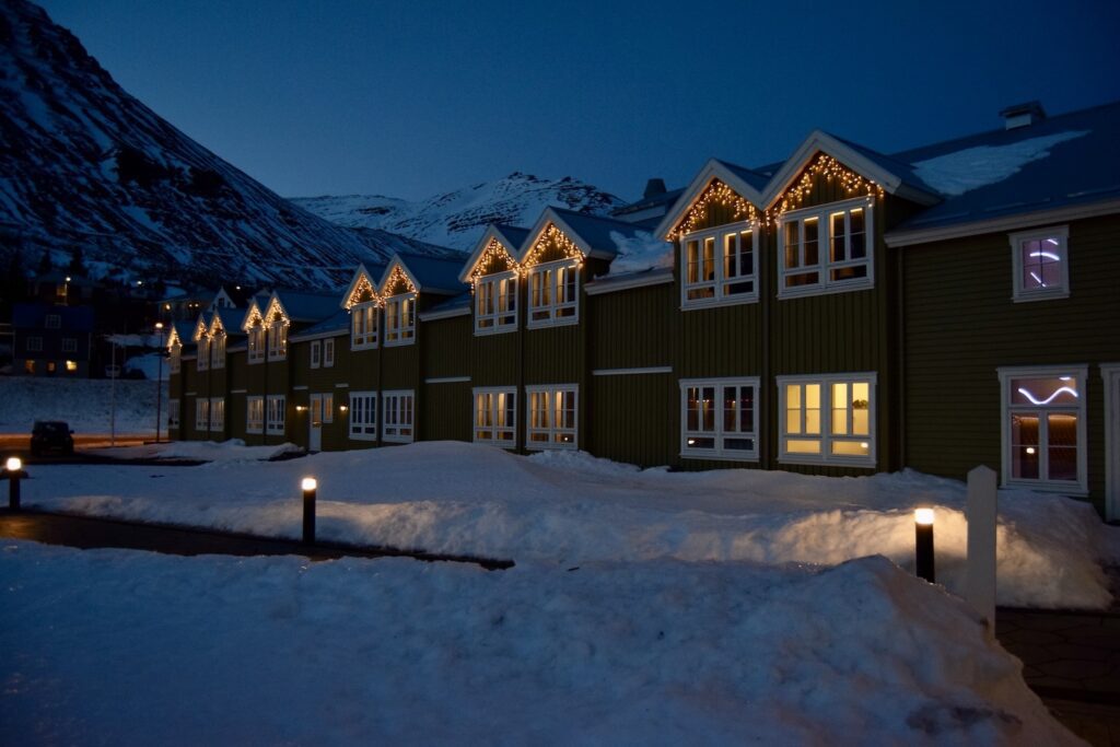 draußen, Winter, Himmel, Gefrieren, Schnee, Haus, Gebäude, Nacht, Berg