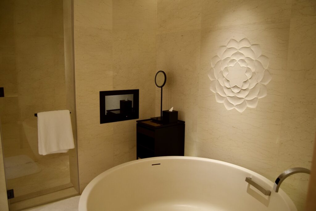 Wand, Im Haus, Installationszubehör, Badezimmer, Badezimmerzubehör, Badewanne, Hahn, Wasserleitung, Spiegel, Waschbecken, Kachel, Dusche, weiß, Wasserbecken, Hotel