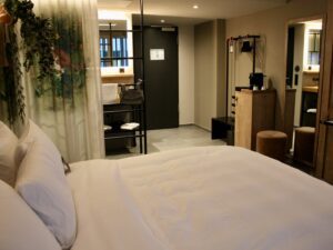 Im Haus, Wand, Inneneinrichtung, Mobiliar, Szene, Zimmer, Vase, Spiegel, Leinenstoffe, Bettdecke, Kissen, Bettwäsche, Matratze, Bettbezug, Möbel, Kommode, Haus, Vorhang, Tisch, Fensterausstattung, Bett, Nachttisch, Schublade, Fußboden, Bettrahmen, Lampenschirm, Suite, Fenster, Boden, Schlafzimmer, Hotel, Decke